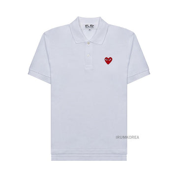 COMME DES GARCONS T006 051 WEISS SS25 Polo-Shirt mit rotem Herz 138891778