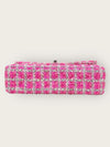 CHANEL Pink Silver-Tone Tweed Classic Medium Chain Shoulder Bag 19 Series 138937613 [P]