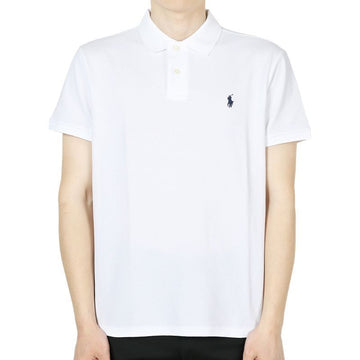 POLO RALPH LAUREN Männer Polo-Kurzarm mit Pony-Stickerei (Weiß/Marineblau) 710666998 002 130958008