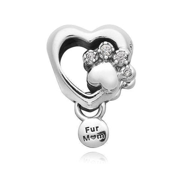 PANDORA Sternenförmiger Pfotenabdruck & Herz Silber Charm 149323962