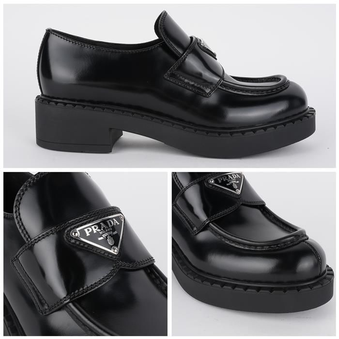 Prada 1D246M ULS F0002 Logo Brushed Loafer 54355626 – trenbe