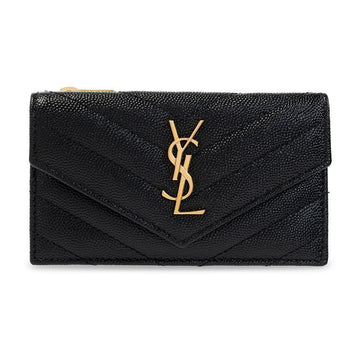 SAINT LAURENT Kartenetui mit Klappe in Schwarz, 612808 BOW01 1000 61114926