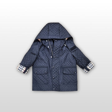 Burberry Kids Detachable Hood Monogram Quilted Coat Black 110cm 138468686