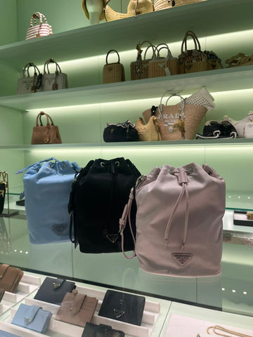 Prada Rynylon Drawstring Pouch Black Blue Alabaster Pink 1NS369 139192795