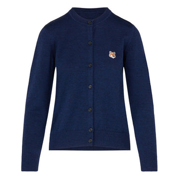 MAISON KITSUNE Frauen Fox Kopf Patch Strickjacke Navy Melange H481 114555620