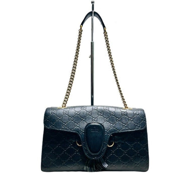 Gucci Black Leather GG Sima Horsebit Emily Chain Shoulder Bag 295402 139237081