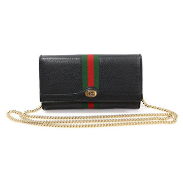 Gucci Black Leather Enamel GG Logo WEB Ophidia WOC Chain Wallet Crossbody 546592 139237455