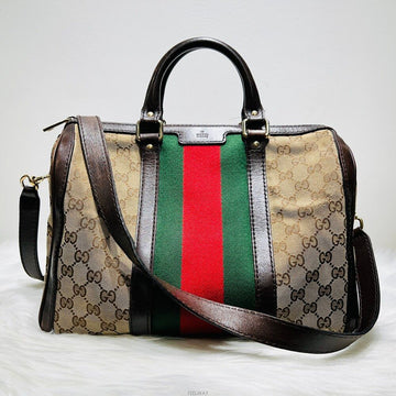 GUCCI 247205 Dreistreifen Boston Tote Bag Crossbody 139239408