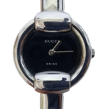 GUCCI 1400L ホースビット スティール ブラックフェイス レディースウォッチ 139239990