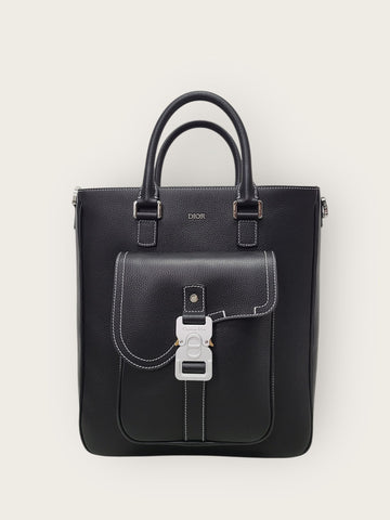 Dior Black Lambskin Cabas Saddle Tote Crossbody Bag 128734744