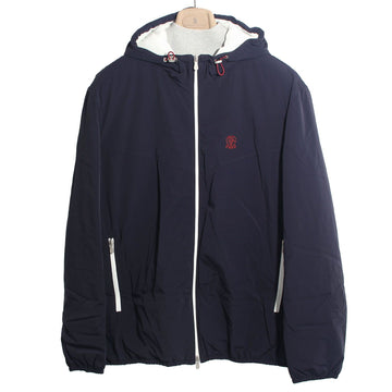 Brunello Cucinelli 25FW Embroidered Logo Nylon Lightweight Hooded Padding Jacket Navy MM49A7431G C1086 139302879