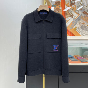 LOUIS VUITTON LV刺繍ニットポケットジップチャコール1A9GJ1 139303051