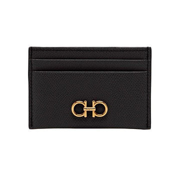 Salvatore Ferragamo Golden Double Gancini Card Holder Black 22-0007 0742164 43752336