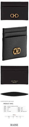 Salvatore Ferragamo Golden Double Gancini Card Holder Black 22-0007 0742164 43752336 [P]
