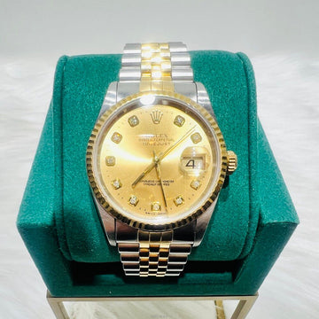ROLEX 16233 Diamond 10P Datejust Combi Herrenuhr 36mm 139383743