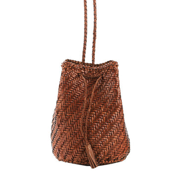 DRAGON DIFFUSION 25SS (8838 TAN BLACK EDGE) レディース ポンポン ダブル ジャンプ ショルダーバッグ 139417817