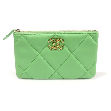CHANEL AP1059 Grüne Ziegelleder Tasche mit goldfarbenem Metall-Logo 19 Klein (30er-Serie) 139427395