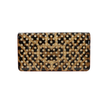 Christian Louboutin Refurbished Leopard Gold Studded Strap Long Wallet 139296175