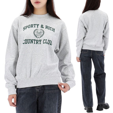 SPORTY & RICH Varsity Crest Crewneck Sweatshirt HEATHERGREY CRAW2319HG 73817279