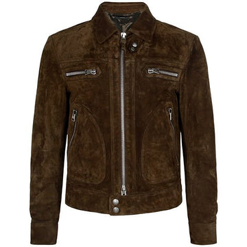 TOM FORD ダークオリーブ 4ポケット スエード ブルゾンジャケット LBS076 LMS030 FG645 139448249