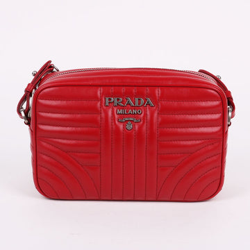 PRADA Diagramm Rote Silberne Kette Schultertasche 1BH083 139449974
