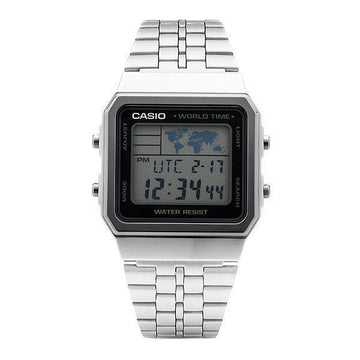 CASIO Digitaler Quadratischer Vintage Retro Weltzeit Unisex Metall Uhr A500WA-1 146942971 [P]