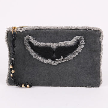 Zadig & Voltaire Denim Grey Strap Clutch Bag 139582196
