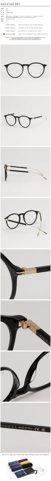 Gucci GG1274O 001 Round Eyeglasses Black Horn Rim 62823854 [P]