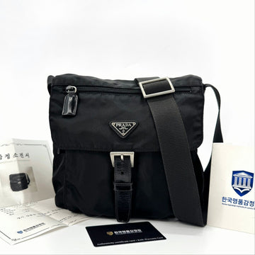 Prada Nylon Triangle Logo Crossbody Bag Black 139589598