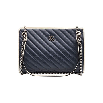 GUCCI Blaues Matelassé Chevron Gold Chain GG Marmont Schultertasche 524592 139594671