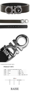 SALVATORE FERRAGAMO Silber Gancini wendbarer Gürtel Braun/Schwarz 67-5542 0689112 53680505 [P]