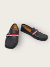 GUCCI ブラックシルバーウェブハニービータブドライビングローファー 41976618 [P]