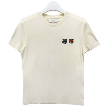 MAISON KITSUNE 女性用 ダブル ボールド フォックス ヘッド パッチ レギュラー 半袖 Tシャツ ラテ (OW011CFKJ0008 P702) 139719897