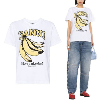 GANNI Banane Grafik Relaxed-Fit Damen T-Shirt T3861 77797294