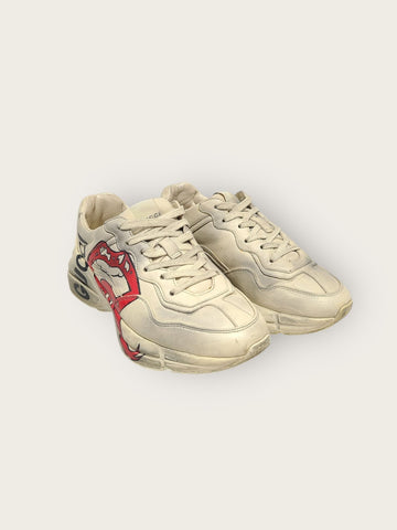 GUCCI Ivory Dirty Lips Laiton Sneakers 36 42181509