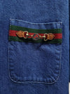 Gucci Triple Web Ornament Stone-Washed Denim Shirt 80575990 [P]