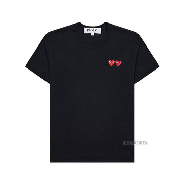 COMME DES GARCONS T226 051 ブラック SS25 ダブルハート ワッペン Tシャツ 139766743