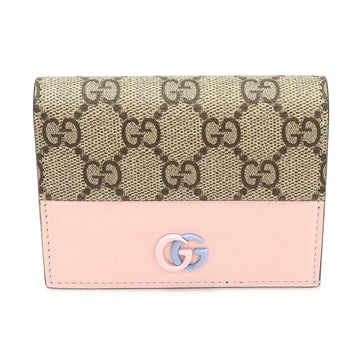 Gucci GG Supreme Canvas Pastel Pink Leather GG Marmont Card Case Wallet 790055 139780101