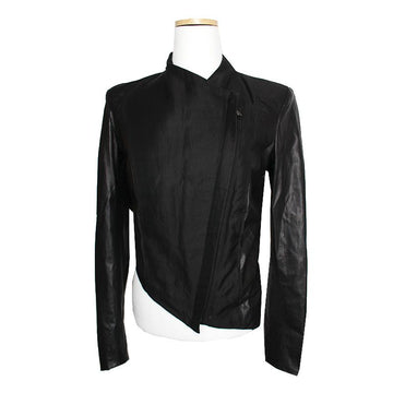 Helmut Lang Black Lambskin Asymmetrical Short Jacket 44 139790388