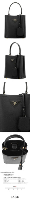 Prada Saffiano Double Small Bucket Bag Black 1BA217 2ERX F0002 68246330 [P]