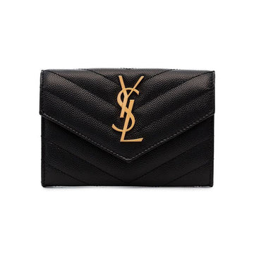 SAINT LAURENT ゴールドロゴフラップカードケース ブラック 414404 BOW01 1000 46529697