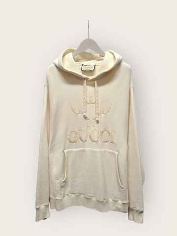 Gucci Ivory Tennis Logo Embroidered Hoodie 42504808