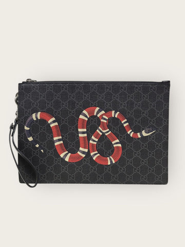 GUCCI Schwarze GG Supreme Snake Clutch 12345 42532227
