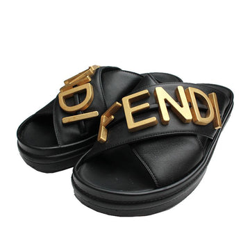 Fendi Black Leather Slippers 38 139919695