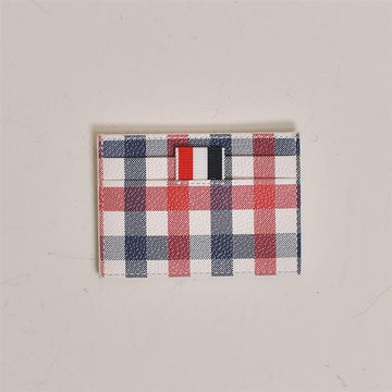 Thom Browne Red Blue Check Card Holder MAW020L 07917 76788049