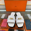 Hermes Juli Sandal Slipper 36.5 White 232129 140025745 [P]