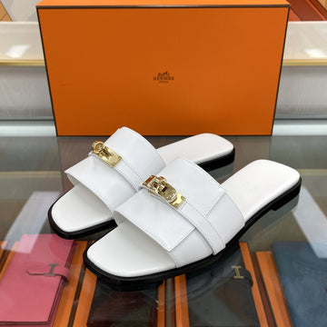 HERMES Juli Sandalen Slipper 36.5 Weiß 232129 140025745
