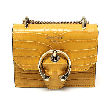 Jimmy Choo Brown Crocodile Embossed Leather Gold Chain Mini Paris Crossbody Bag 85006JI 140028249
