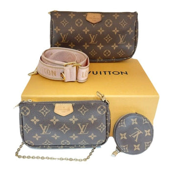Louis Vuitton LV M44840 Pink Monogram Canvas Multi Pochette Accessoires Crossbody Bag 140029016