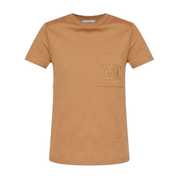 MAXMARA PAPAIA Logo Stickerei T-Shirt Kurzarm Camel 25FW 140035614